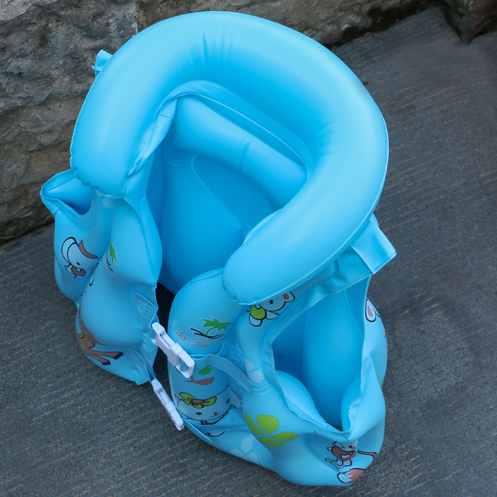 工厂现货 充气游泳衣 pvc儿童水上救生衣卡通大浮力背心批发