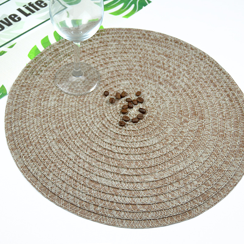 Round Placemat Japanese Style Dining Table Cushion Home Nordic Woven Western-Style Placemat Simple Coaster Plate Bowl Mat Heat Proof Mat