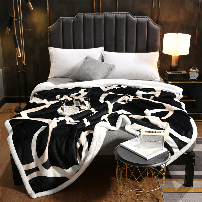 2020 Winter Cross-Border New Flannel Double-Layer Lambswool Blanket Leopard Series Thickened Composite Sofa Blanket