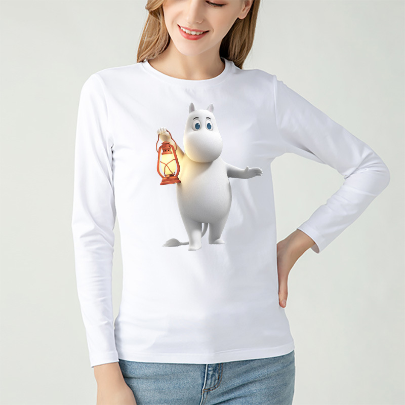 新款潮流长袖 moomin姆明印花t恤女式休闲韩版棉时尚个性t恤女