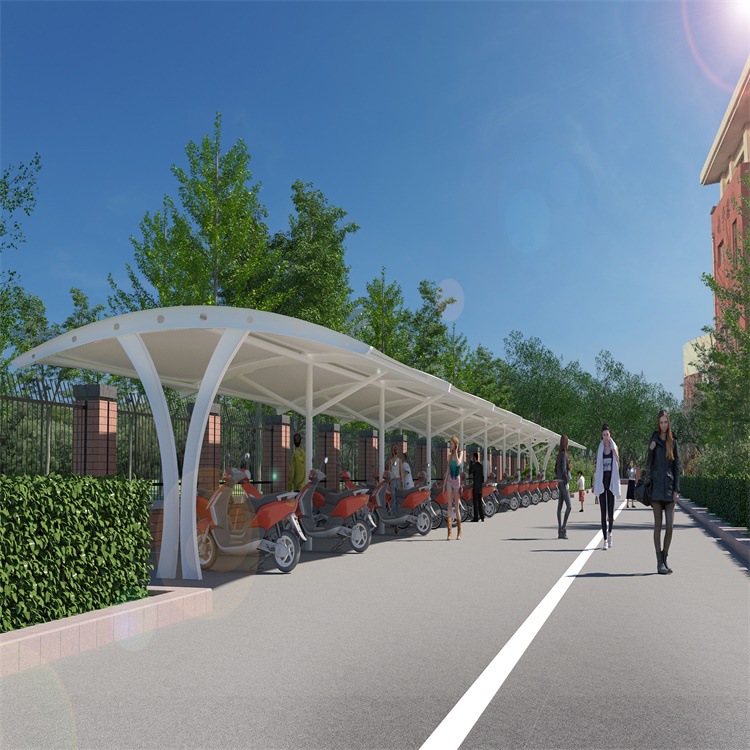 设计自行车棚膜结构停车棚 遮阳挡雨 使用年限长 造型美观
