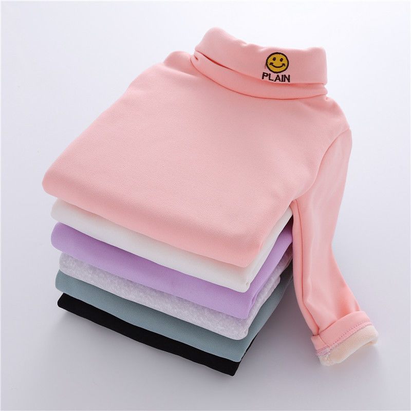 童装高领儿童打底衫男女童秋冬加绒加厚上衣宝宝长袖秋衣保暖内衣