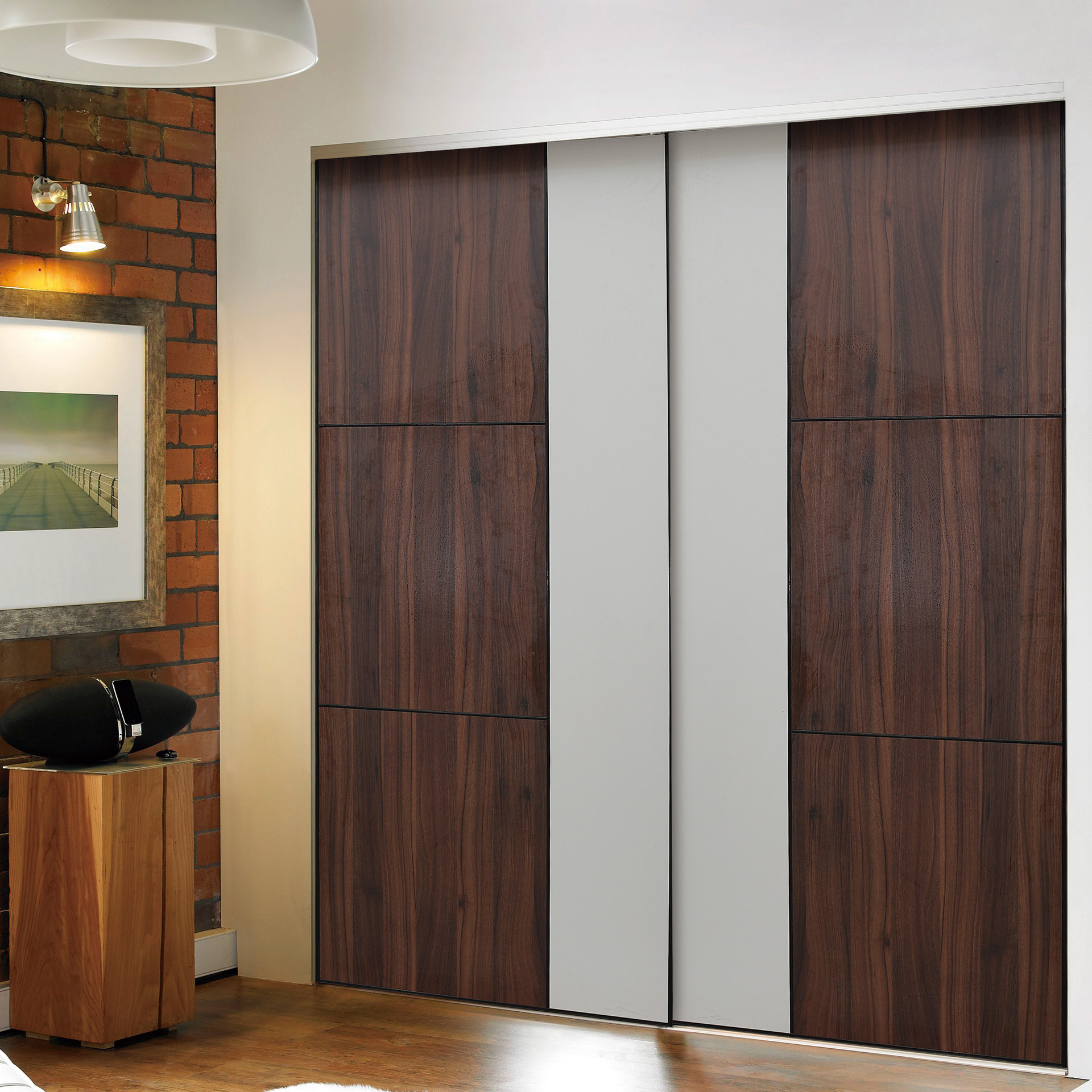 整体衣柜定做厨房橱柜门阳台门板式移门 简约定制衣柜推拉门滑门