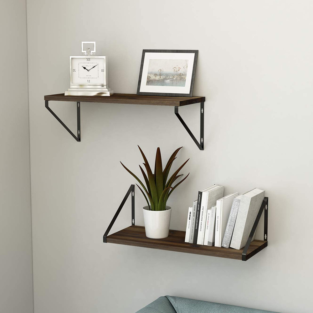 木制墙上置物架书房书架墙壁挂墙架子铁艺墙面一字隔板客厅层板