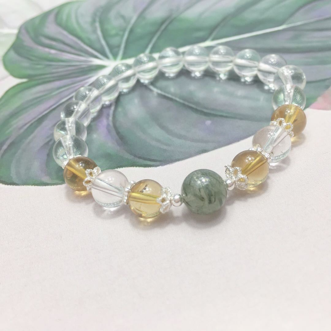 白水晶黄水晶绿草莓晶手链女925银手串饰品女送女友礼物工厂批发