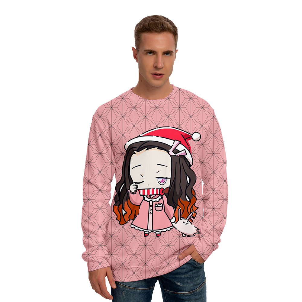 跨境2020新款q版鬼灭之刃&圣诞节秋季3d印花圆领卫衣男女定制批发