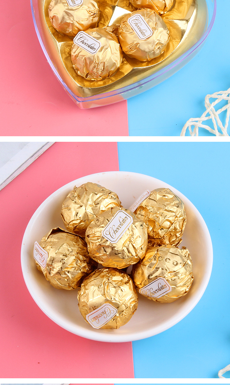 雅比爵5粒金色牛奶夹心巧克力钻石心形礼盒装休闲儿童零食品批发