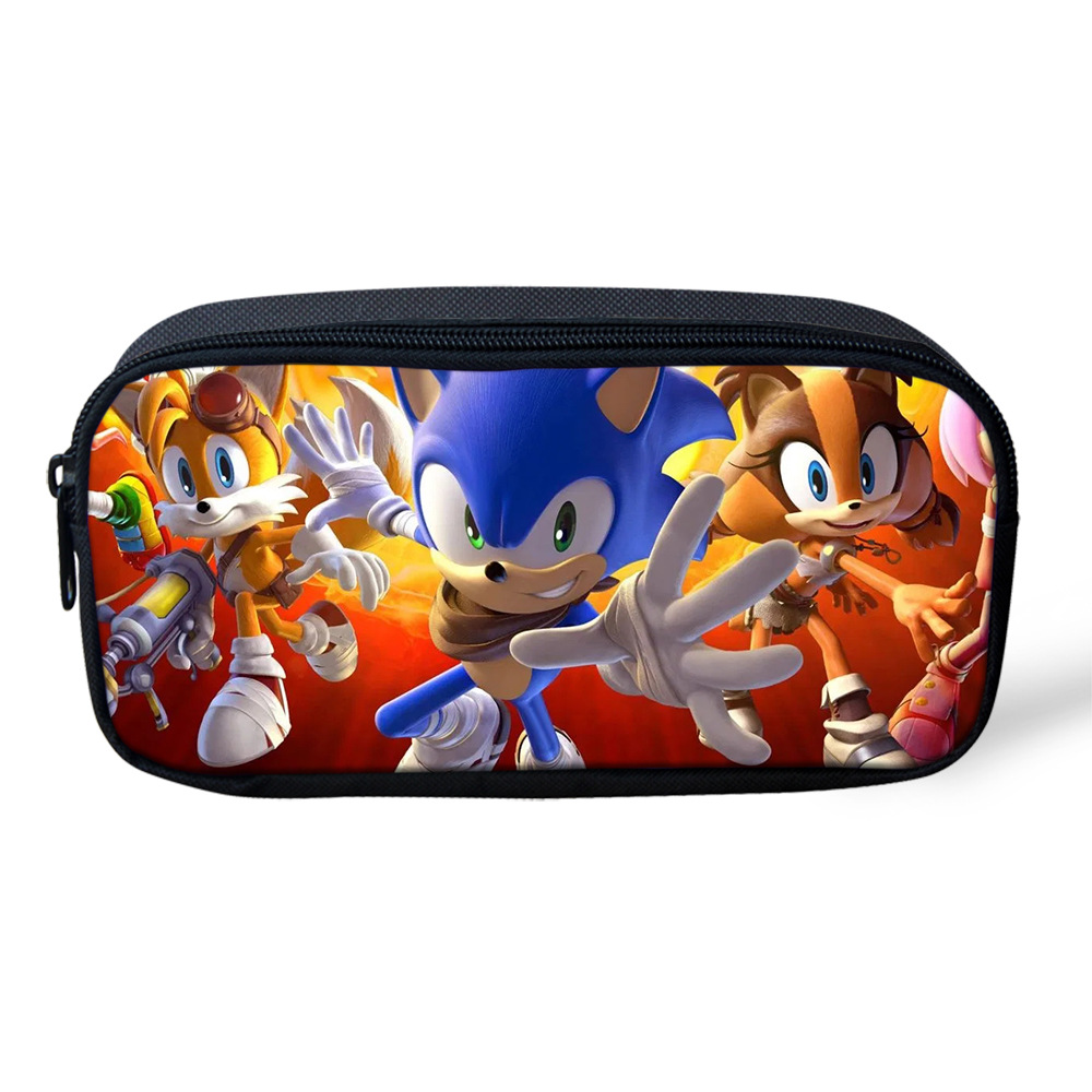 新款卡通sonic游戏铅笔盒收纳袋笔袋定制培训班logo文具跨境货源