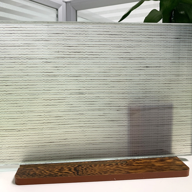 夹绢玻璃精磨边钢化 夹丝艺术安全玻璃办公室屏风隔断 来样定制-佛山