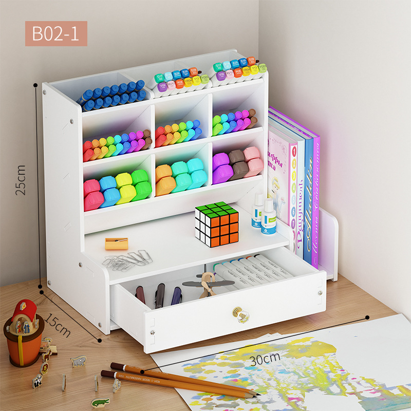 Desktop Marker Pen Stationery Box Multifunctional Children Student Pen Holder Storage Box Oblique Insertion Pen Holder Wholesale Pencil Box