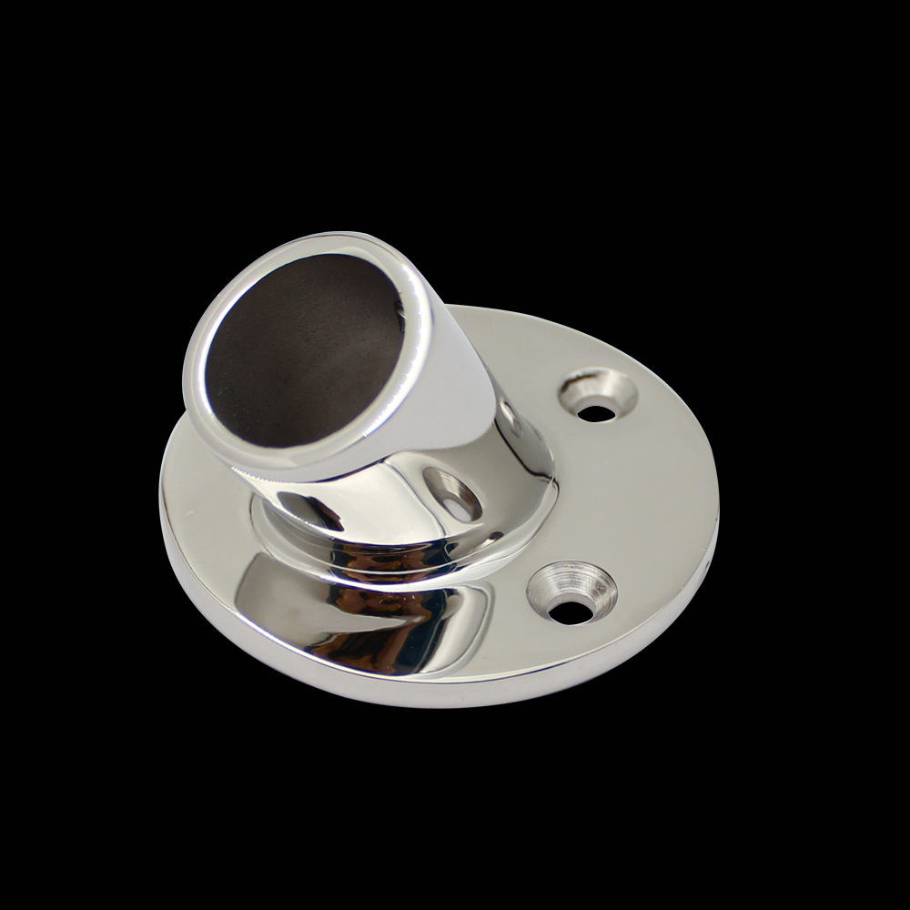 不锈钢316 60度圆管座 圆形斜管座 法兰底座 游艇配件