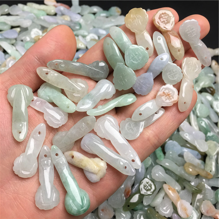 缅甸翡翠小如意棒小配件a货玉石散件小配饰玉器工艺品批发
