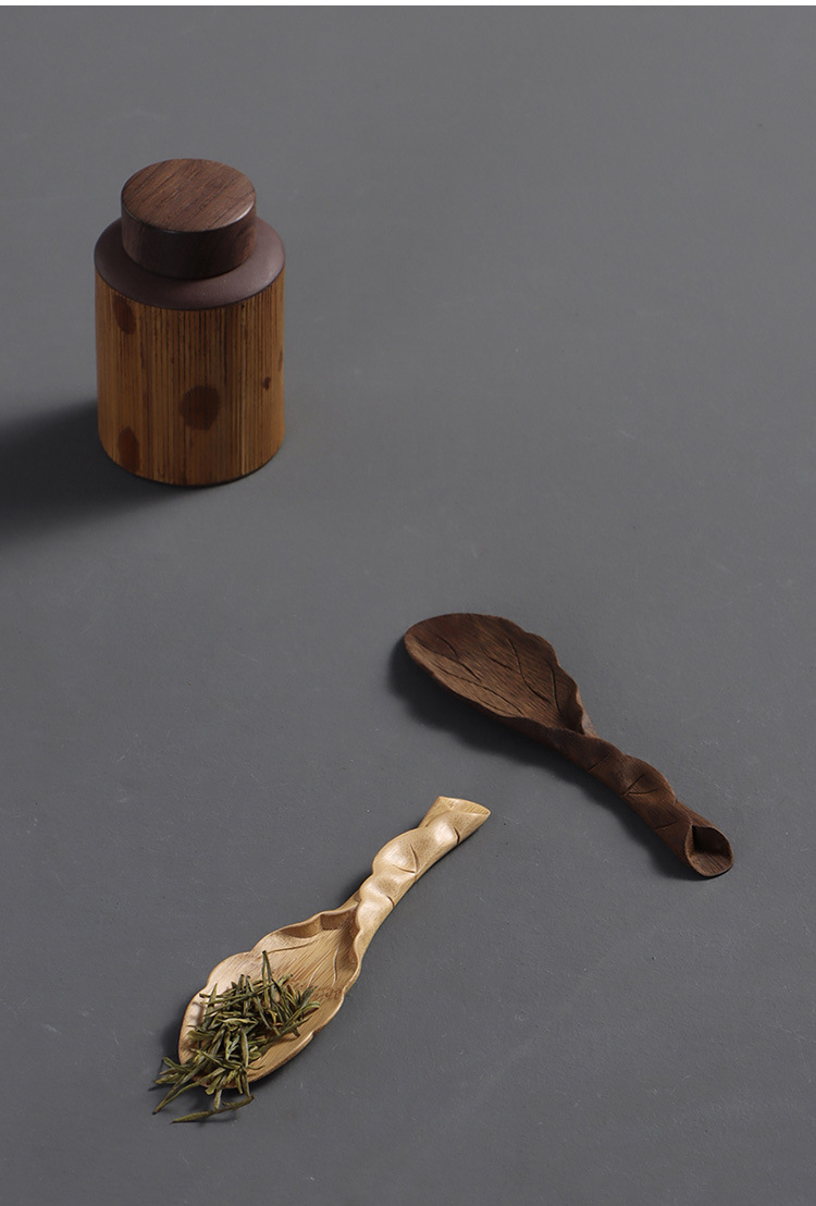 手工竹雕茶则取茶勺 茶道六君子茶铲赏茶荷 功夫茶具配件一件代发