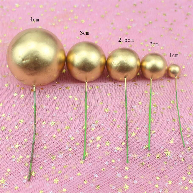 Golden Ball Silver Ball Birthday Cake Decoration Ins Cold Wind Gold and Silver Color Ball Plug-in Decoration Baking