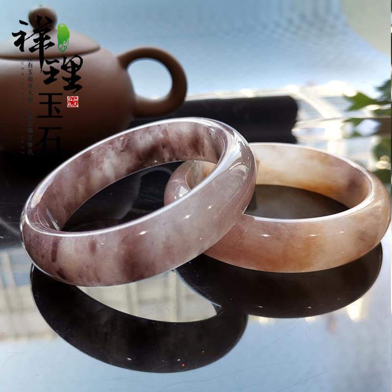 佘太翠手镯紫罗兰真品玉石手镯女玉气质烟紫玉冰清透带玉器