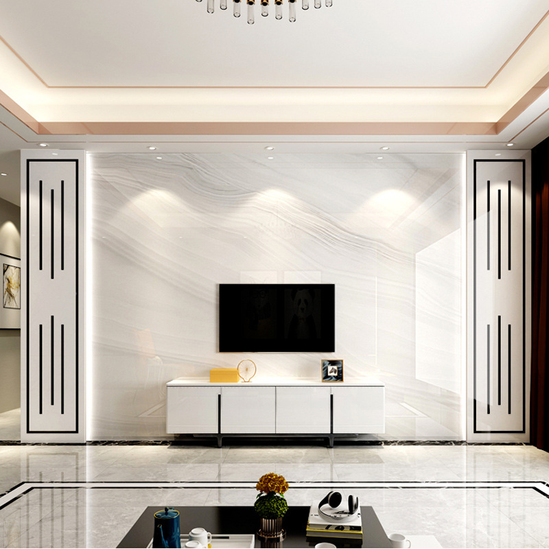 岩板背景墙现代简约客厅电视背景墙瓷砖微晶石大理石材影视墙装饰