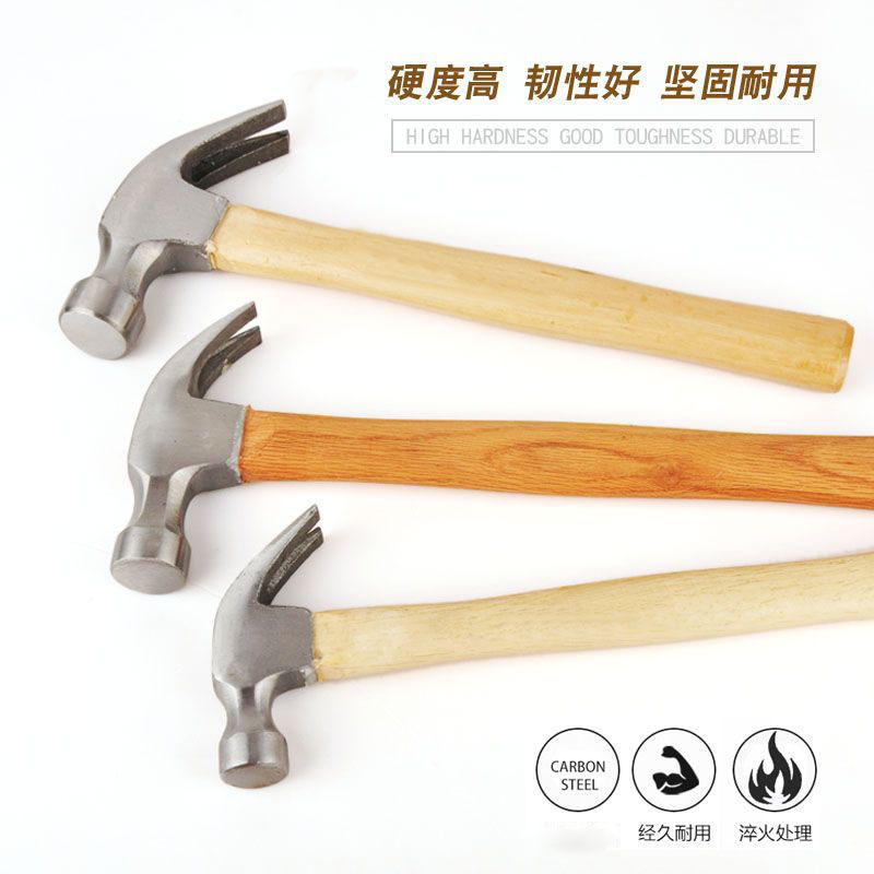 Factory Supply Wooden-Handle Claw Hammer Claw Hammer Portable Woodworking Wooden Hammer Locust Wooden Hand Hammer Labeling Customization