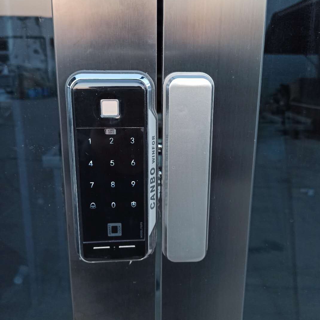 无框玻璃门指纹锁 免开孔免布线木门密码指纹锁现货批发