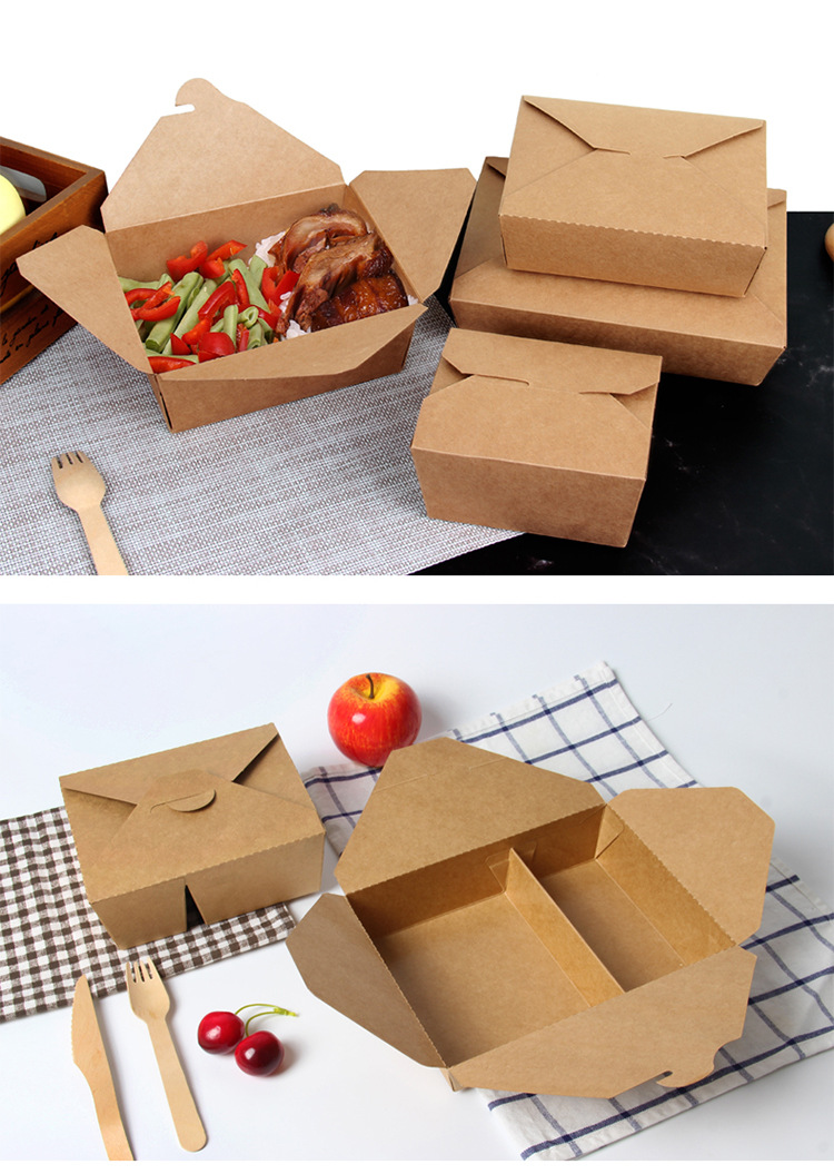 可定制沙拉盒一次性牛皮淋膜防水纸餐盒水果沙拉打包盒现货100只