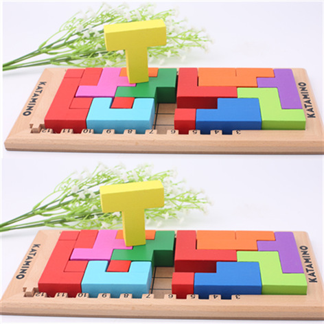 榉木制俄罗斯方块 百变智力积木拼图游戏拼板幼儿童创意早教玩具