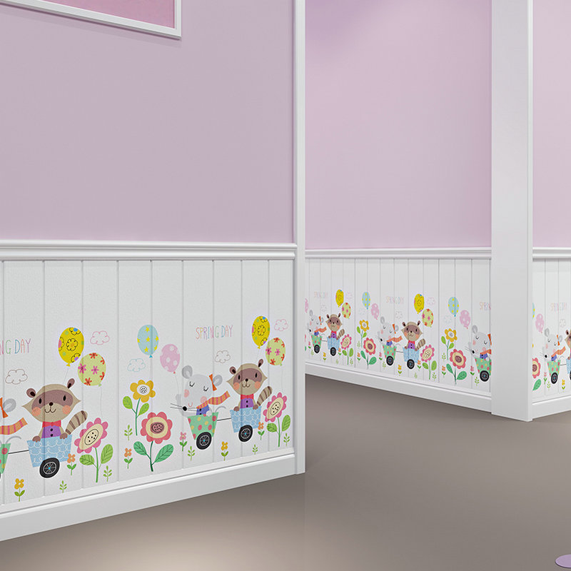 卡通泡沫墙纸自粘卧室儿童房幼儿园墙裙防水防潮墙贴宿舍自贴壁纸