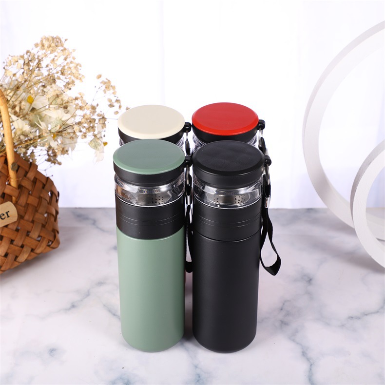 Stainless Steel Tea Water Separation Tea Cup Double-Layer Vacuum Double-Layer Handle Portable Insulation Cup Business Gift Cup