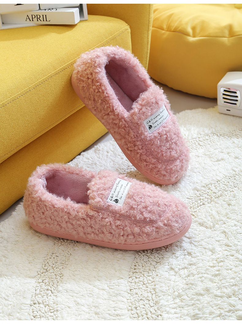 毛毛鞋女冬外穿加绒平底羊羔毛豆豆鞋一脚蹬包跟棉鞋情侣防滑男鞋