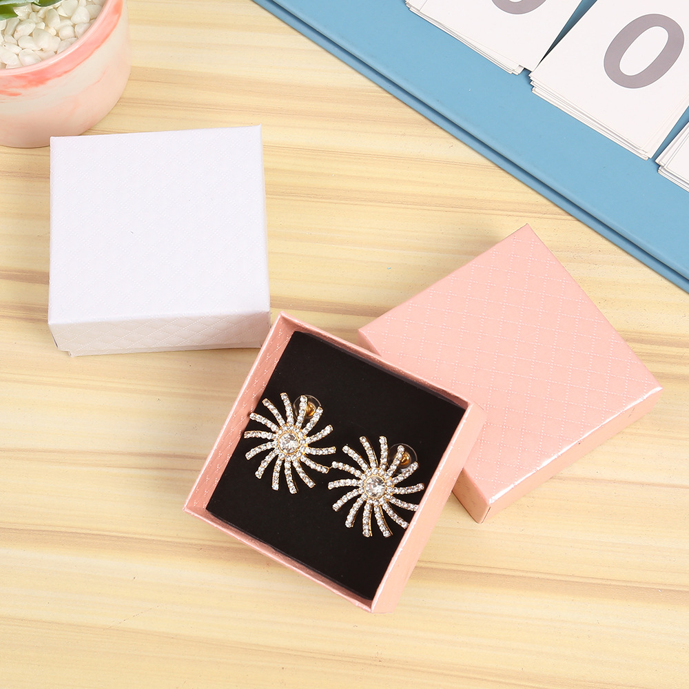 Diamond Pattern Solid Color Jewelry Box Necklace Box Bracelet Box Ring Box Stud Earrings Earrings Box Packing Box Gift Box