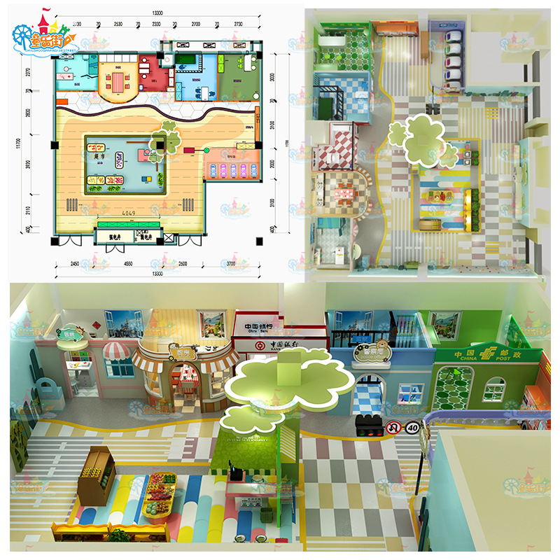 儿童娃娃家厨房体验屋角色扮演屋游艺设备乐园亲子餐厅职业体验馆