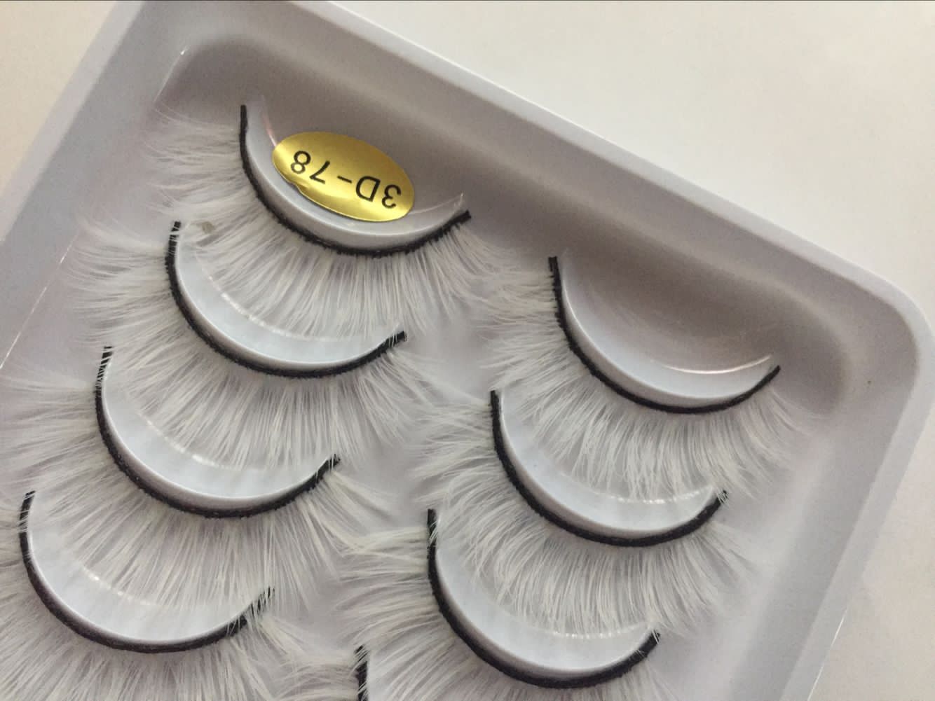 3d-78厂家批发十对装假睫毛手工制作柔软轻盈白色眼睫毛