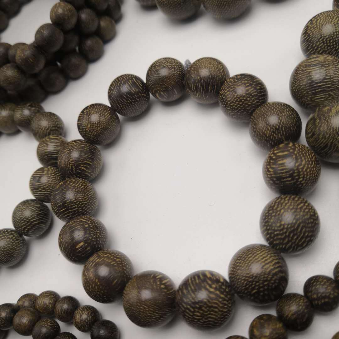 巴布亚细布纹沉香手串手链 男女款沉香佛珠念珠 散珠配饰diy手链