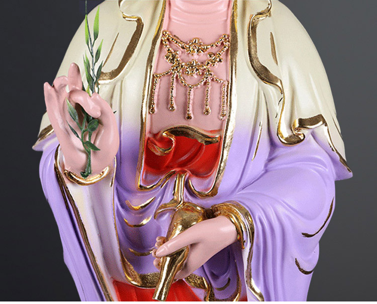 新款26寸七彩站立观音佛像观世音菩萨摆件树脂神像厂家定制供应