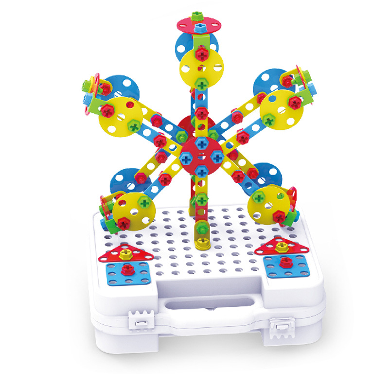 灿鑫隆批发儿童拧螺丝钉玩具diy益智爆款教育268p积木电钻工具箱