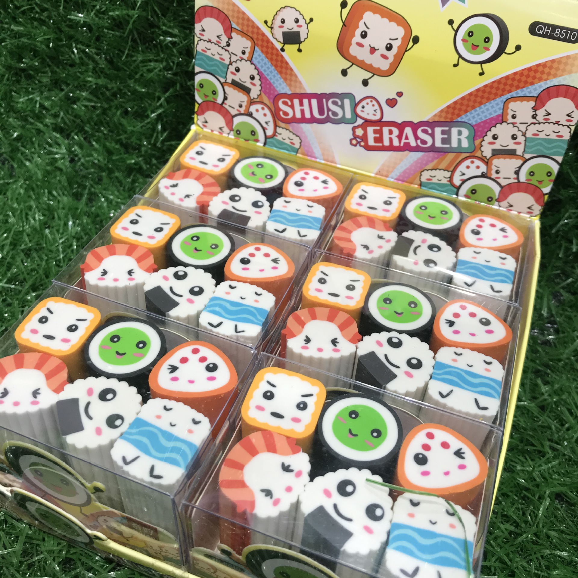 qh-8510橡皮创意造型切片寿司饭团表情包橡皮擦学生文具奖品礼物