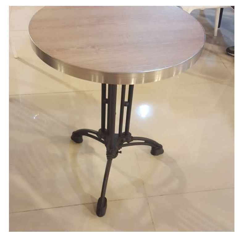 麦德嘉广东餐桌斜边不锈钢桌子快餐店西餐厅甜品店现代方形木餐台