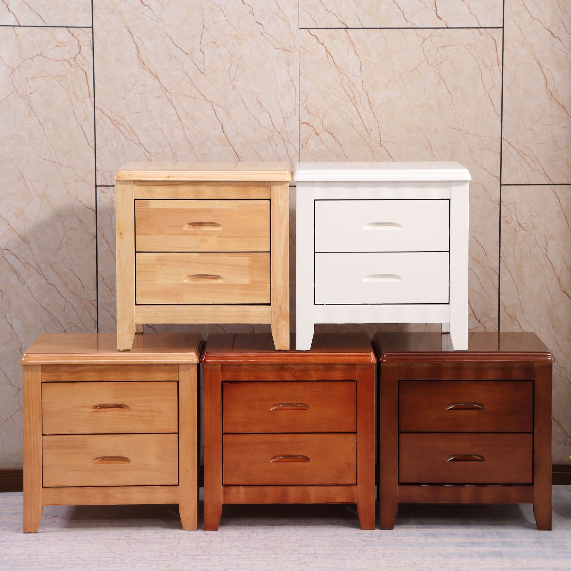 床头柜实木简约现代中式橡胶木整装原木榉木色卧室床边收纳迷你柜