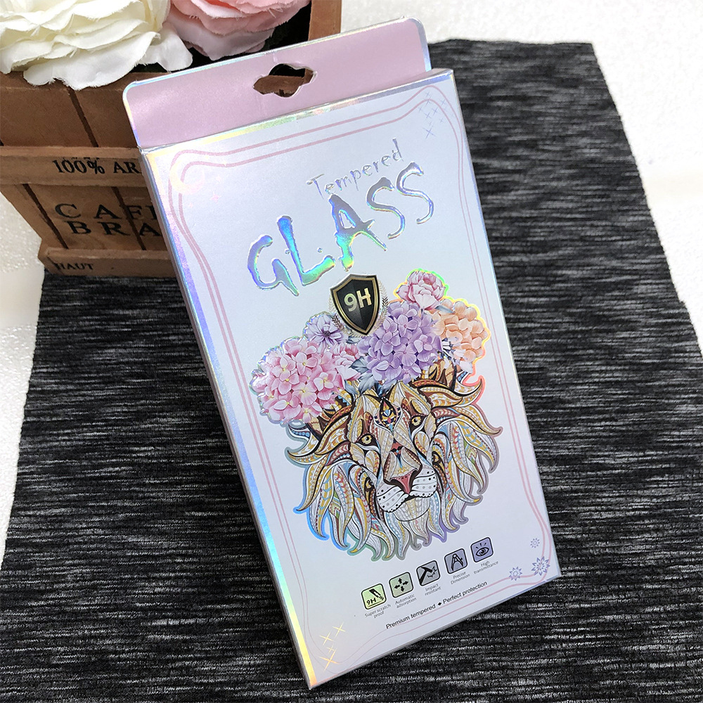 现货钢化膜包装通用素面镭射纸纸盒包装纸盒内托包装