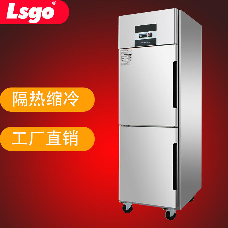 双门冰箱冰柜商用110v60hz出口厨房风冷冷藏冷冻立式不锈钢冰柜