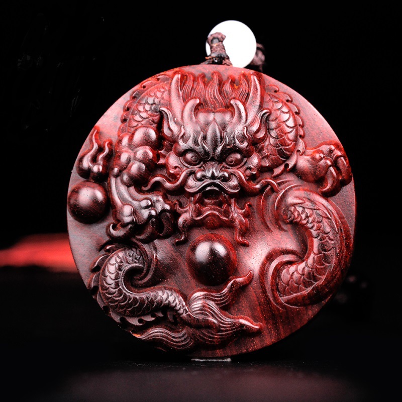 飞龙戏珠 龙牌手把件 印度小叶紫檀木文玩把玩物件手玩把件吊坠男