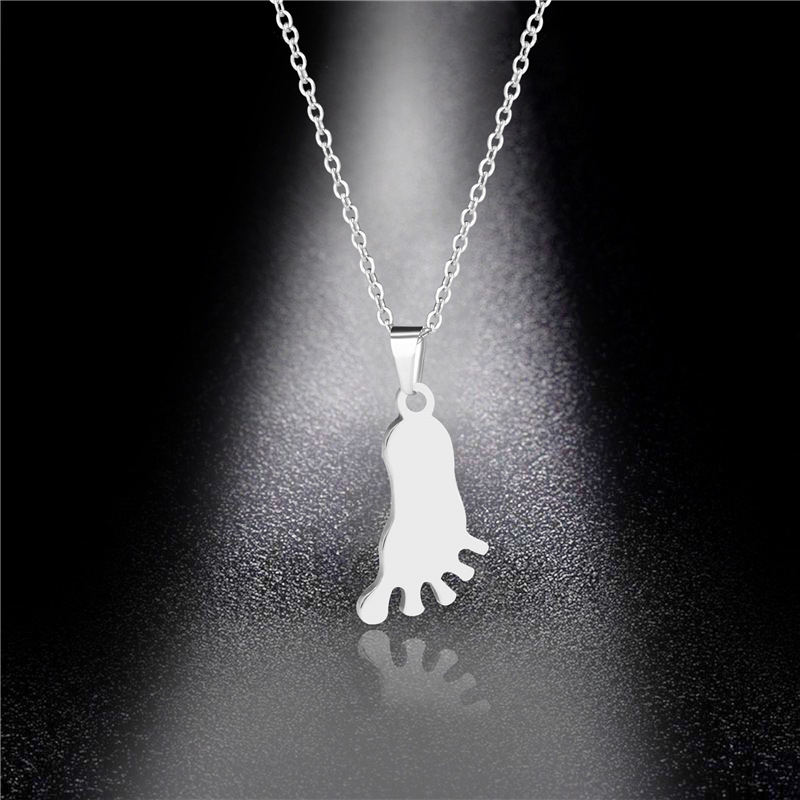 Korean Style Cute Foot Foot Necklace Pendant Stainless Steel Laser Sculpture Customized Item Female Chain Mother's Day Gift