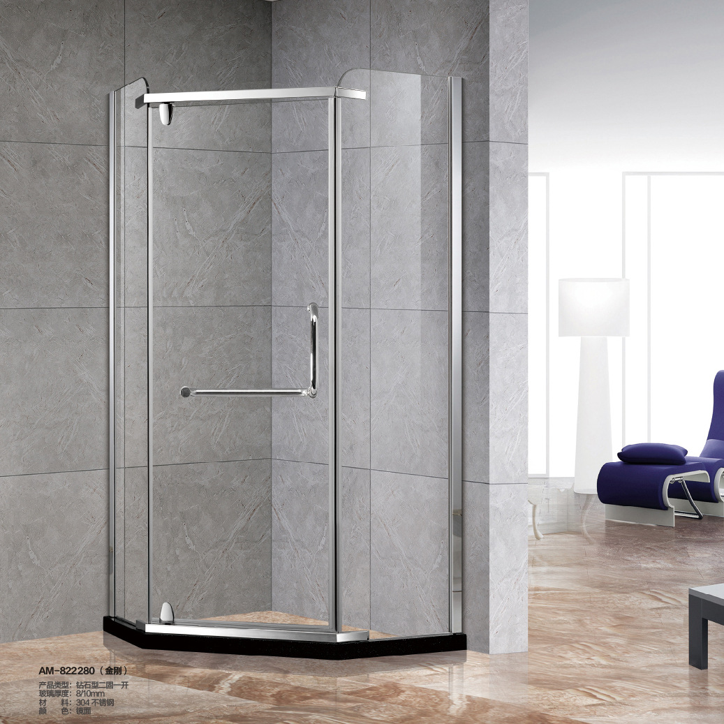 干湿分离简易一字型淋浴房移门屏风淋浴室现代家用洗澡间玻璃