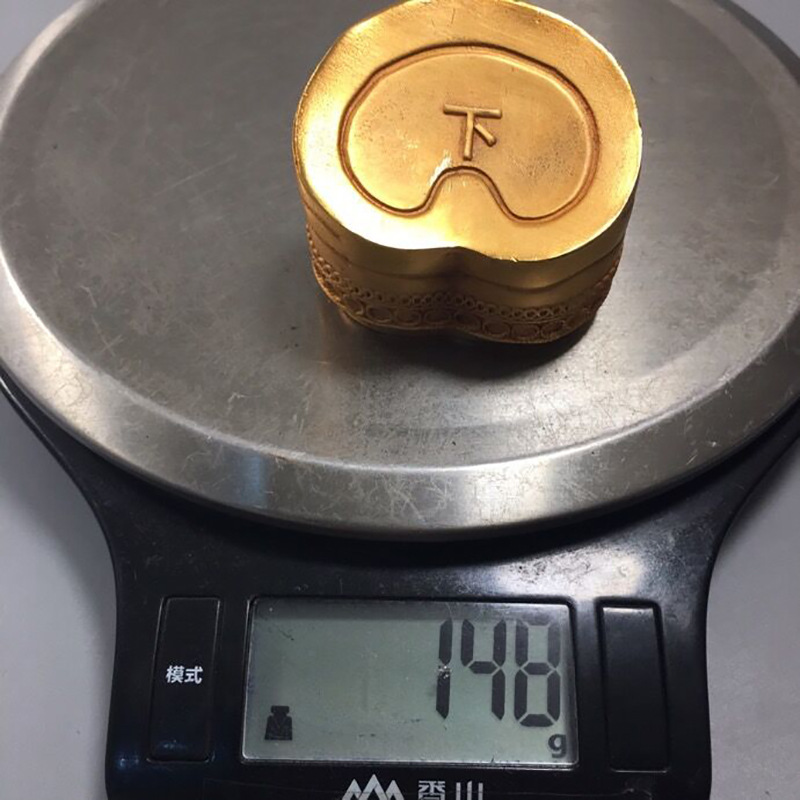 仿古镀金工艺金元宝马蹄金锭下摆件古玩杂项元宝摆件收藏工艺品