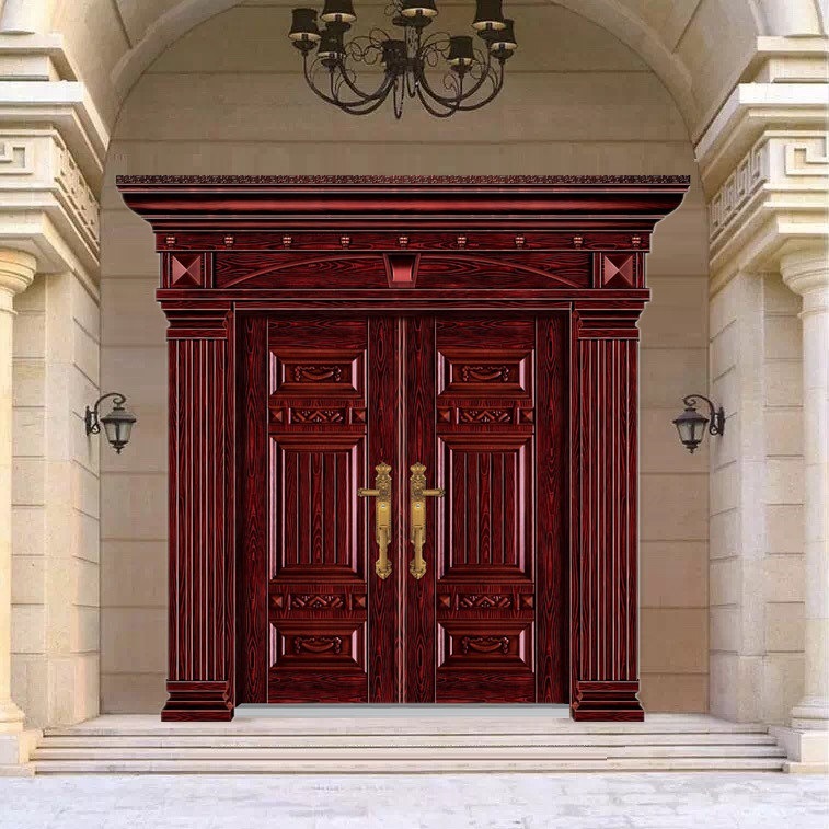 订做豪华别墅门双开进户门锌合金仿真铜非标门客厅甲级安全防盗门