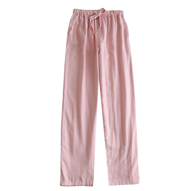 Couple Pajama Pants Cotton Double-Layer Gauze Men and Women Home Pants plus Size Middle-Aged Persons Youth Trousers Simple and Soft Spring and Summer