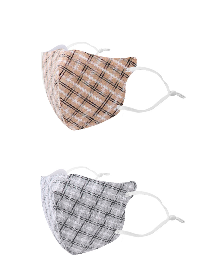 冬季防寒防风加厚纯棉口罩 个性防寒时尚挂耳式格子保暖棉布口罩