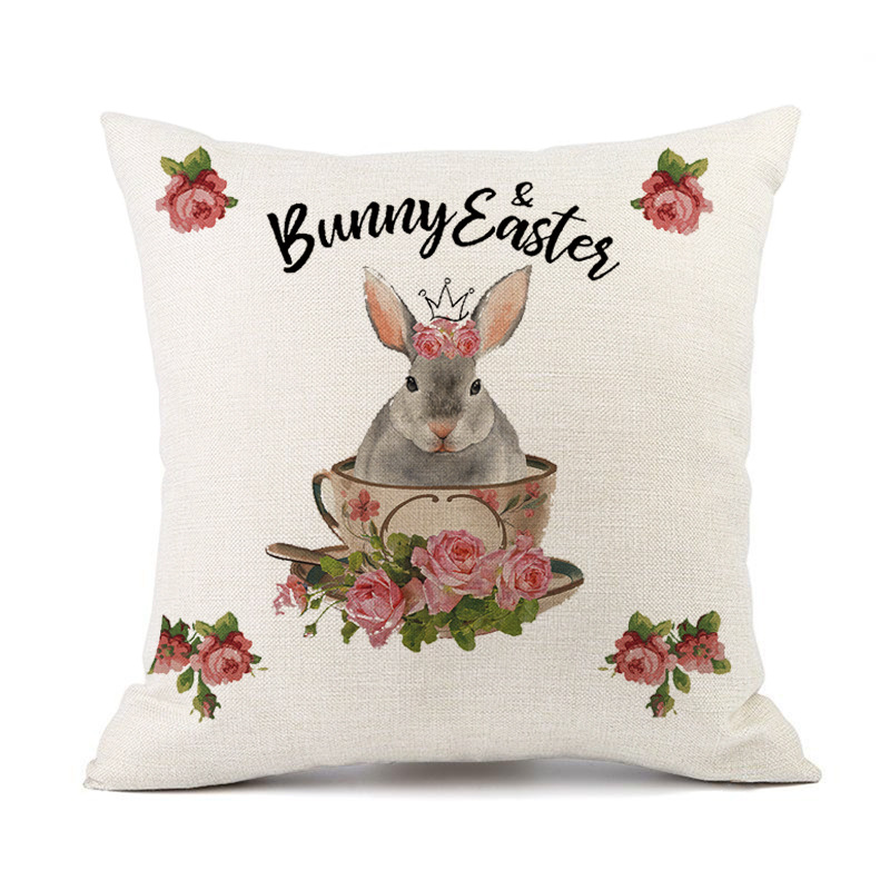 Cross-Border New Arrival Watercolor Easter Dress Pillow Cover European and American Spring Festival Home Ornament Pillow Cushion Cover