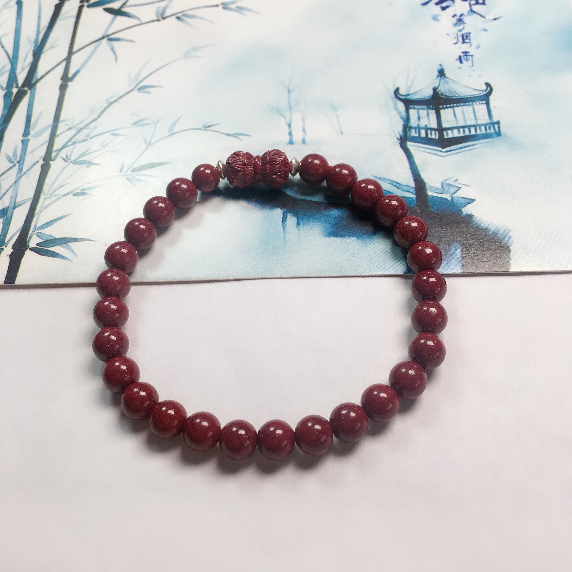 原矿朱砂紫金砂帝王砂手链单圈6mm紫砂圆珠时尚手串饰品厂家批发