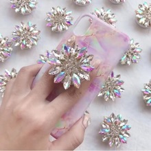 韩国宝石支架创意手机支架适用苹果安卓通用水晶花朵水钻手机支架