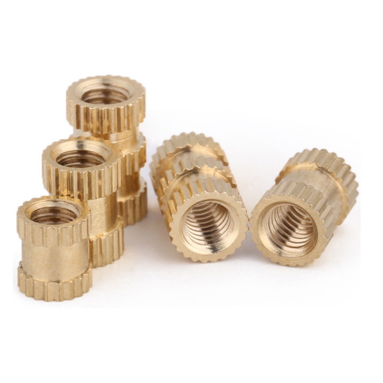 铜螺母铜嵌件铜镶件注塑热熔压装滚花铜螺母预埋铜卡件可订做非标