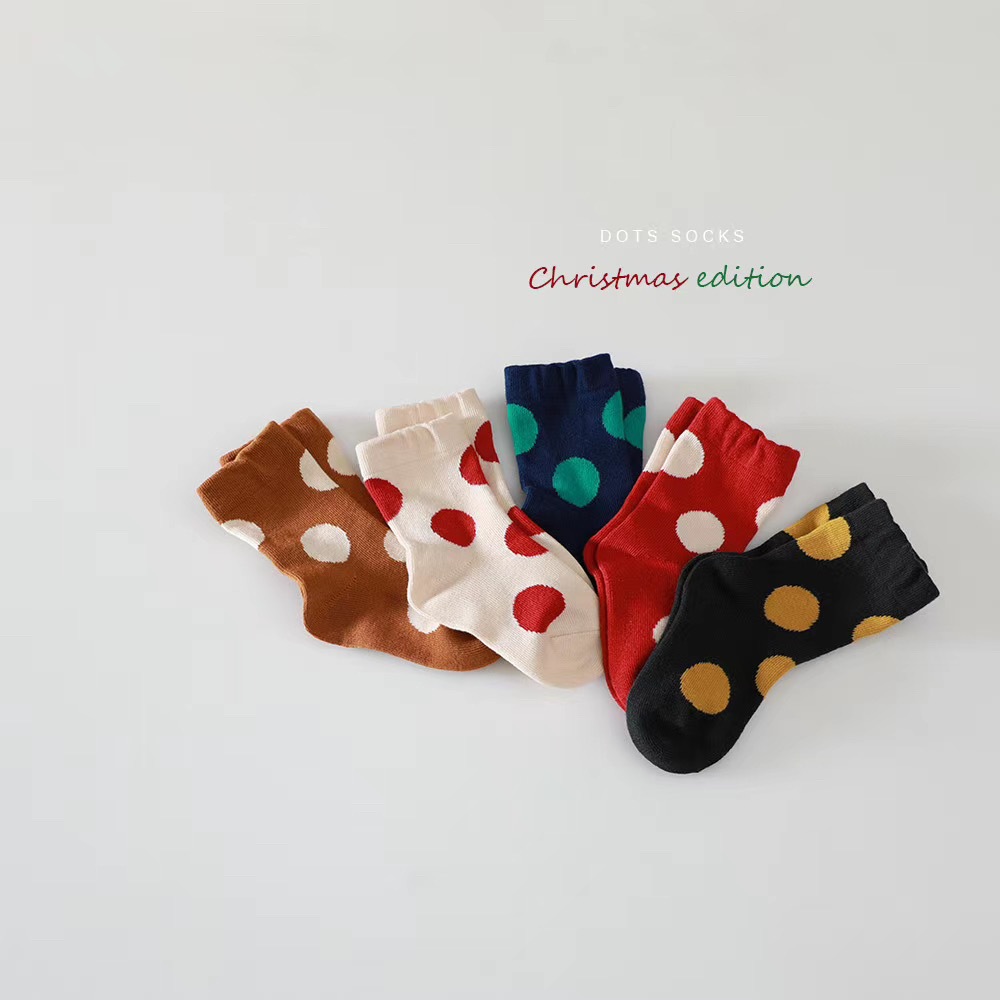 凹造型儿童宝宝复古纯棉大波点圆点短袜子2020秋季韩国ins风